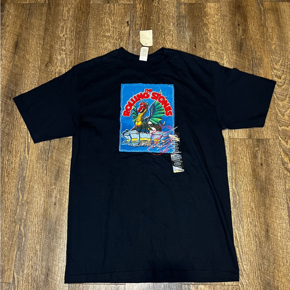 Vintage The Rolling Stones Mens Shirt W/ Dragon Patch Tongue Logo Size Medium